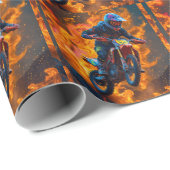 Motorcrosser op een vulkaan cadeaupapier (Rol Hoek)