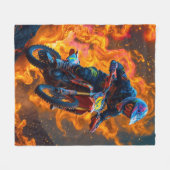 Motorcrosser op een vulkaan fleece deken (Voorkant (Horizontaal))