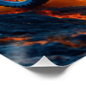 Motorcrosser op een vulkaan perfect poster (Hoek)