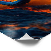 Motorcrosser op een vulkaan perfect poster (Hoek)