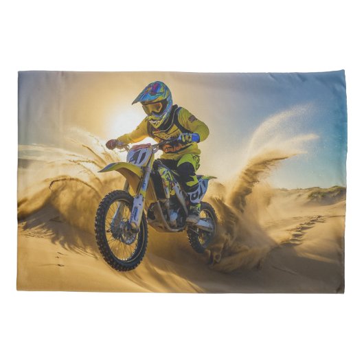 Motorcrosser rijden in de duinen kussensloop (Achterkant)