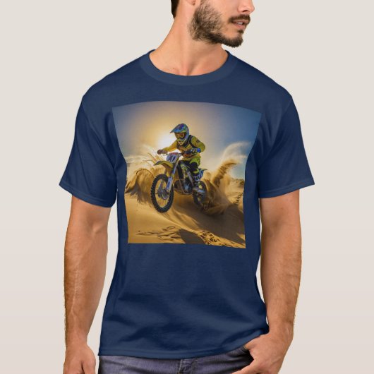 Motorcrosser rijden in de duinen t-shirt (Voorkant)