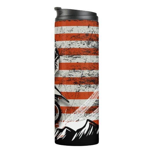 Motorcrosser springt tegen Amerikaanse vlag Thermosbeker (Geroteerd rechts)