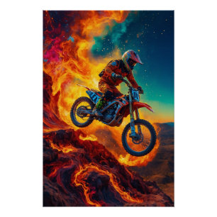 Motorcrossrijder ontsnapt aan vuur perfect poster