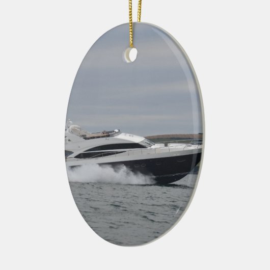 Motorcruiser met snelheid. keramisch ornament (Links)