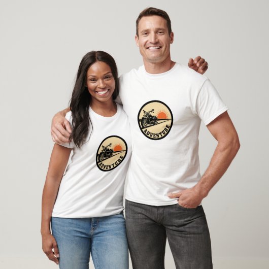 Motorcycle Adventure Retro Sunset Logo T-Shirt (Unisex)