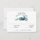 Motorcycle and Hearts Aqua Wedding Response Kaart (Voorkant)