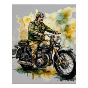  Motorcycle Art Print Classic Design Poster