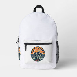 "Motorcycle Backpack Ride to Live-1918 Bedrukte Rugzak