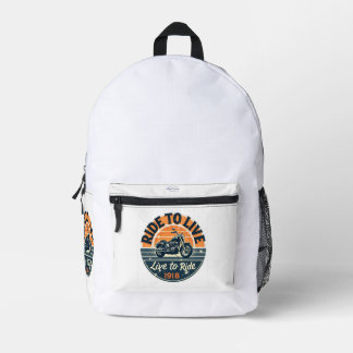 "Motorcycle Backpack Ride to Live-1918 Bedrukte Rugzak
