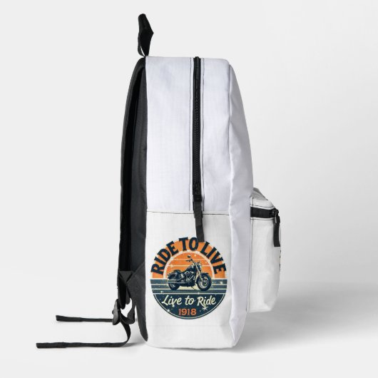 "Motorcycle Backpack Ride to Live-1918 Bedrukte Rugzak (Links)