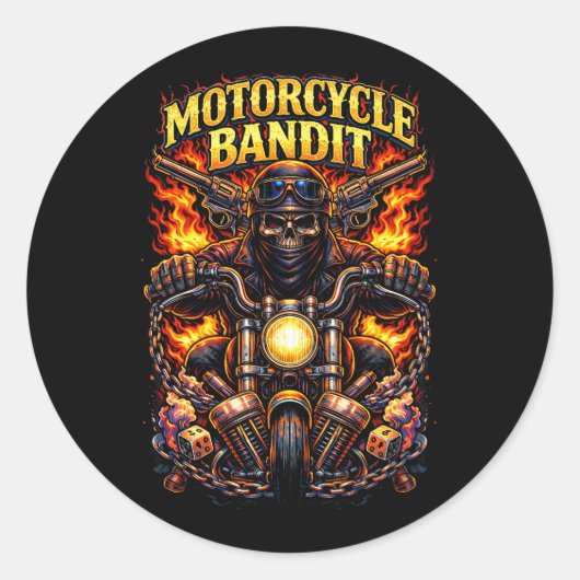 Motorcycle Bandit Ronde Sticker (Voorkant)