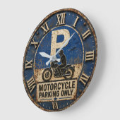 Motorcycle Biker Garage Decor Rustic Man Cave Wall Grote Klok (Hoek)