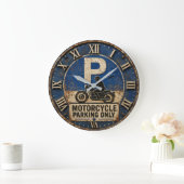Motorcycle Biker Garage Decor Rustic Man Cave Wall Grote Klok (Huis)
