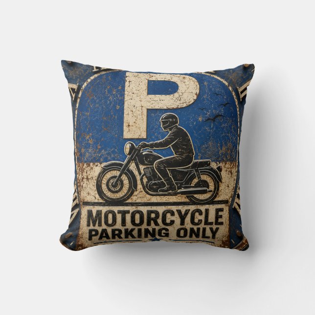 Motorcycle Biker Garage Decor Rustic Man Cave Wall Kussen (Voorkant)
