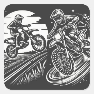 Motorcycle Biker Motocross Adventure Design Vierkante Sticker