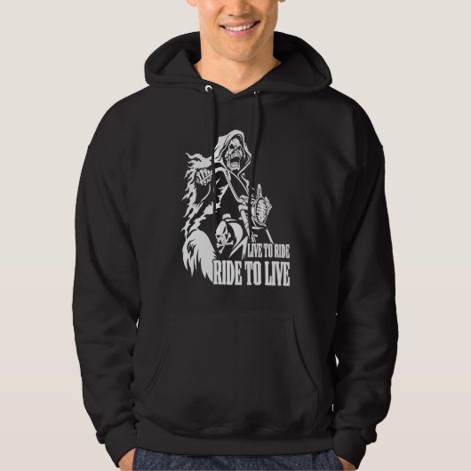 Motorcycle Biker Skeleton Skull Live To Ride Ride  Hoodie (Voorkant)