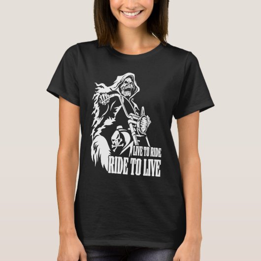 Motorcycle Biker Skeleton Skull Live To Ride Ride  T-shirt (Voorkant)