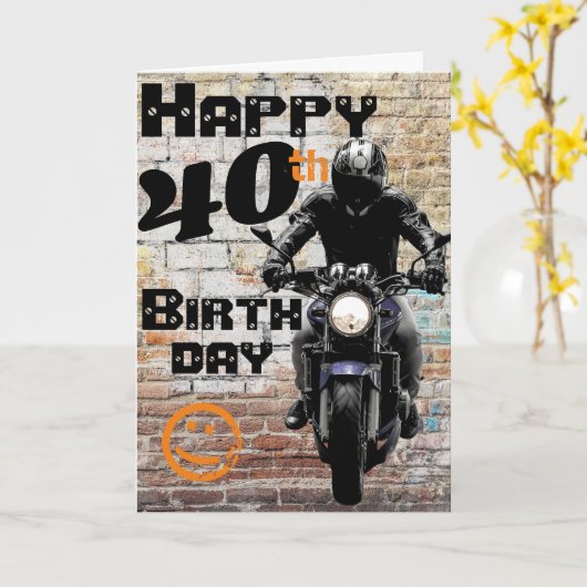 Motorcycle "Birthday 40th Still Got It" Kaart (Gele Bloem)