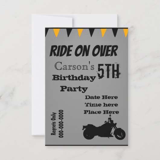 Motorcycle Birthday Invite Kaart (Voorkant)