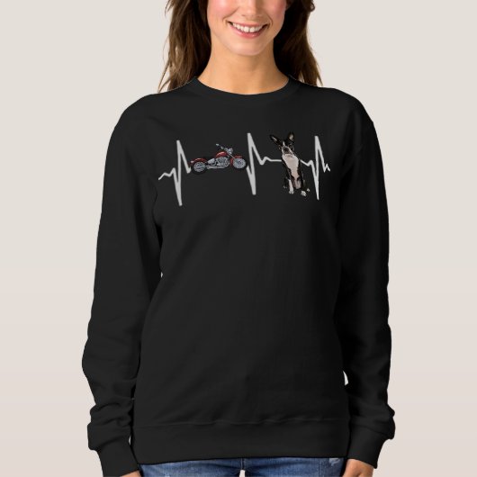 Motorcycle Boston Terrier Heartbeat Dog Trui (Voorkant)