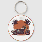  Motorcycle Classic Sunset Beach Biker Cool Sleutelhanger (Voorkant)