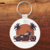  Motorcycle Classic Sunset Beach Biker Cool Sleutelhanger (Achterkant)