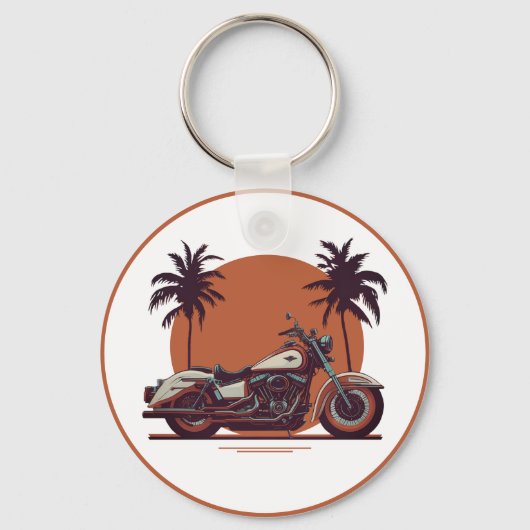  Motorcycle Classic Sunset Beach Biker Cool Sleutelhanger (Achterkant)