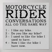 Motorcycle Conversations Funny Poster Sign (Voorkant)
