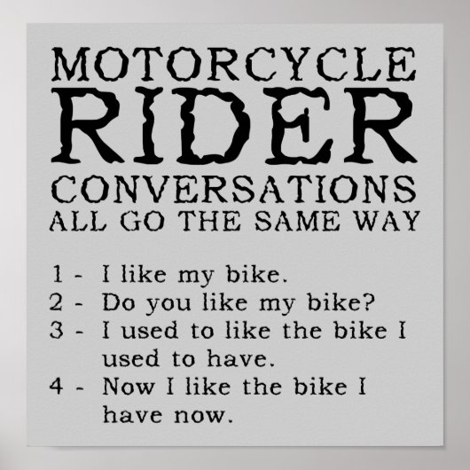 Motorcycle Conversations Funny Poster Sign (Voorkant)