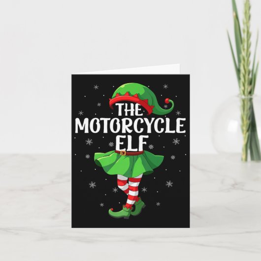 Motorcycle Elf Christmas Girls Women Elf Squad Xma Kaart (Voorkant)