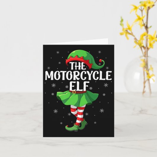 Motorcycle Elf Christmas Girls Women Elf Squad Xma Kaart (Gele Bloem)