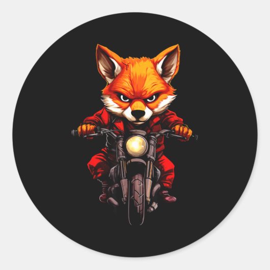 Motorcycle Foxes Ronde Sticker (Voorkant)
