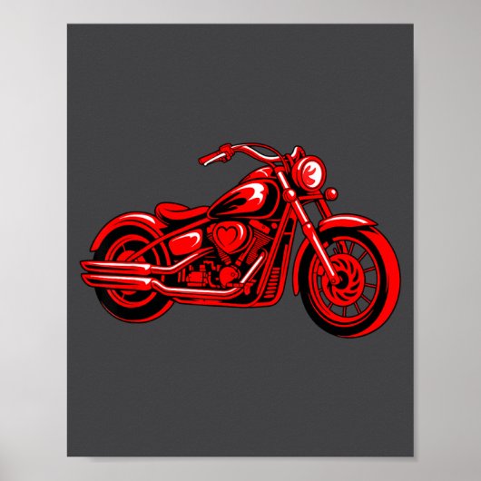 Motorcycle Heart Biker Valentines Day Rider Couple Poster (Voorkant)