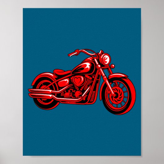 Motorcycle Heart Biker Valentines Day Rider Couple Poster (Voorkant)