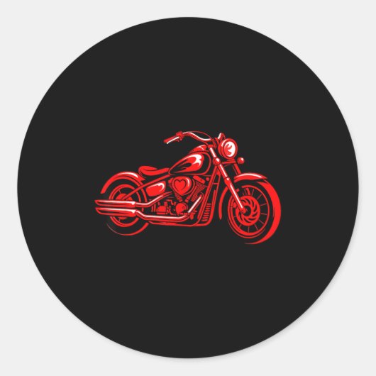 Motorcycle Heart Biker Valentines Day Rider Couple Ronde Sticker (Voorkant)