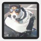 Motorcycle Hog Dog Geboren om te rijden Russell Te Vierkante Sticker (Voorkant)