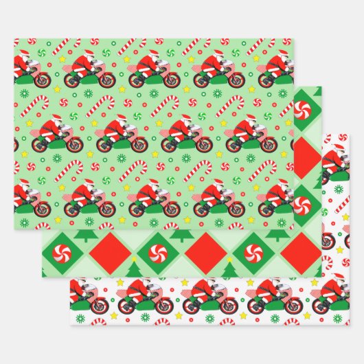 Motorcycle Holiday Gift Wrapping Paper (Set)