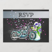 Motorcycle-huwelijk RSVP met Mason Jar