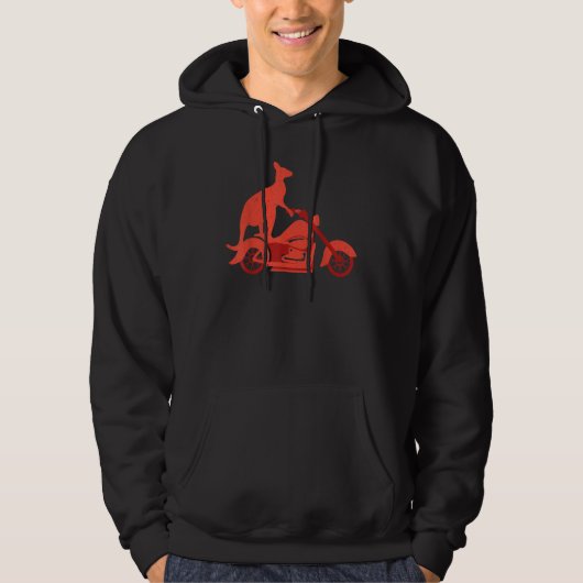 Motorcycle Kangaroo   Wildlife Animal Australia Hoodie (Voorkant)