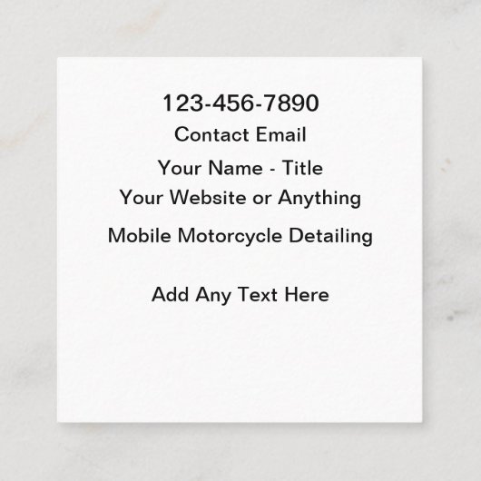 Motorcycle Mobile Detailing Services Vierkante Visitekaartje (Achterkant)