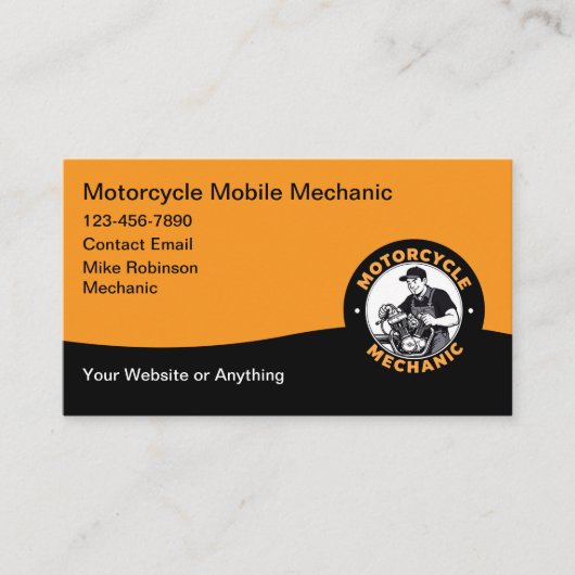 Motorcycle Mobile Mechanic Business Card Visitekaartje (Voorkant)