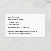 Motorcycle Mobile Mechanic Service Visitekaartje (Achterkant)