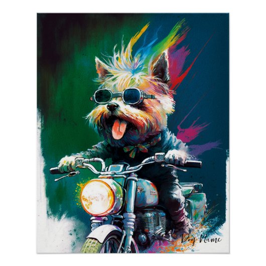 Motorcycle, Motorbike - Yorkshire Terrier Dog 006 Perfect Poster (Voorkant)