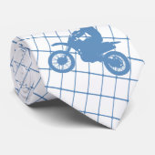 Motorcycle Motorcross Racing op Blue Check Necktie Stropdas (Opgerold)
