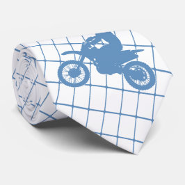 Motorcycle Motorcross Racing op Blue Check Necktie Stropdas