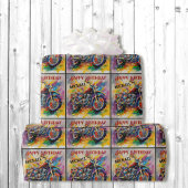 Motorcycle Painting Happy Birthday Naam toevoegen Cadeaupapier