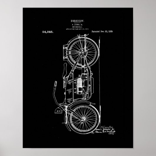 Motorcycle Patent Art Poster | Vintage Motorcycle (Voorkant)