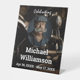 Motorcycle Photo Celebration of Life  Reclamebord Met Voetstuk