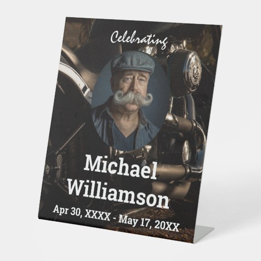 Motorcycle Photo Celebration of Life  Reclamebord Met Voetstuk (Voorkant)